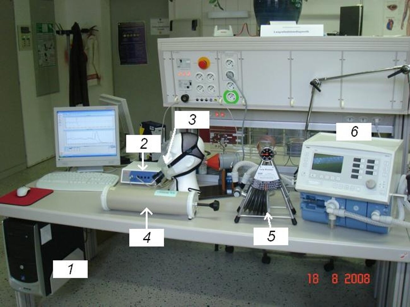 Foto vom Versuchsaufbau mit Beschriftung