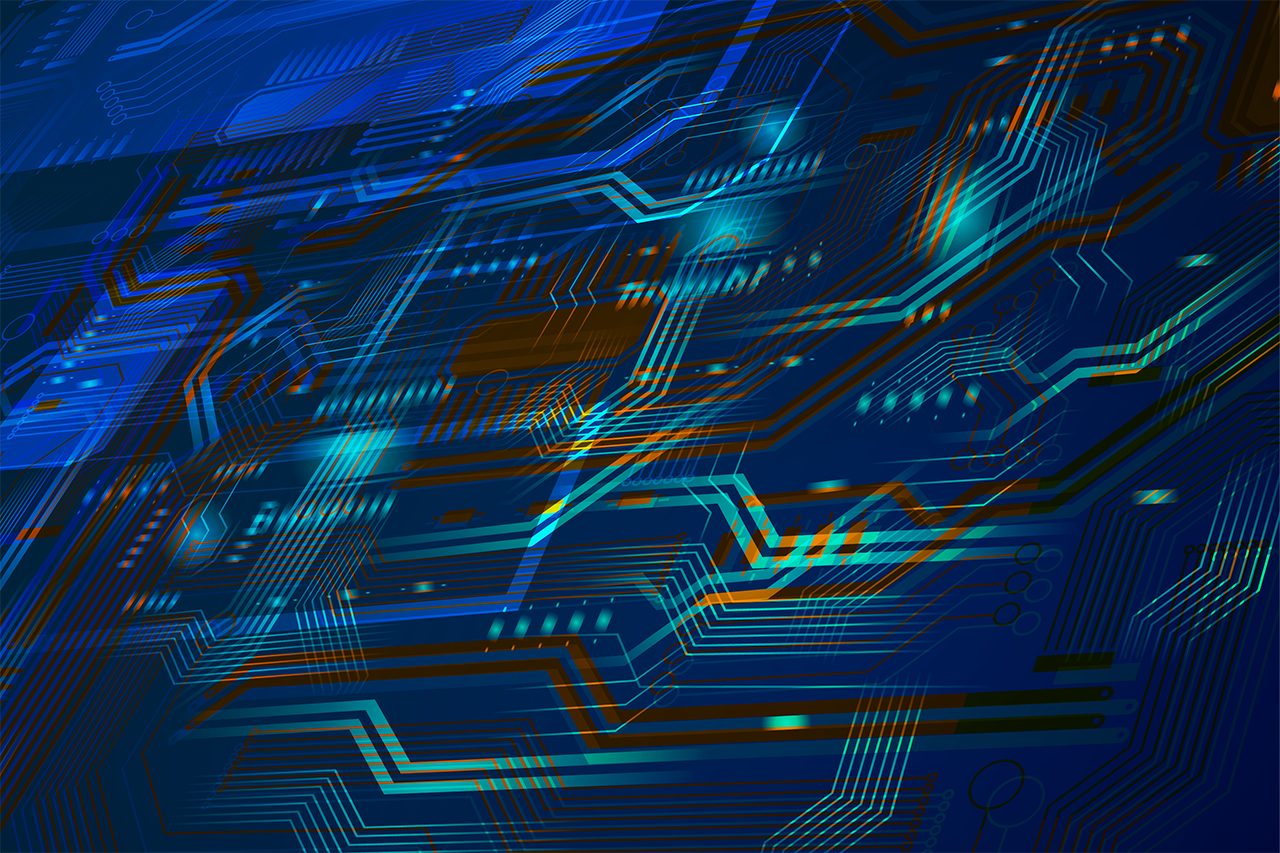 Grafik zur Signalverarbeitung, Aufbau eines MikroChips zu sehen
