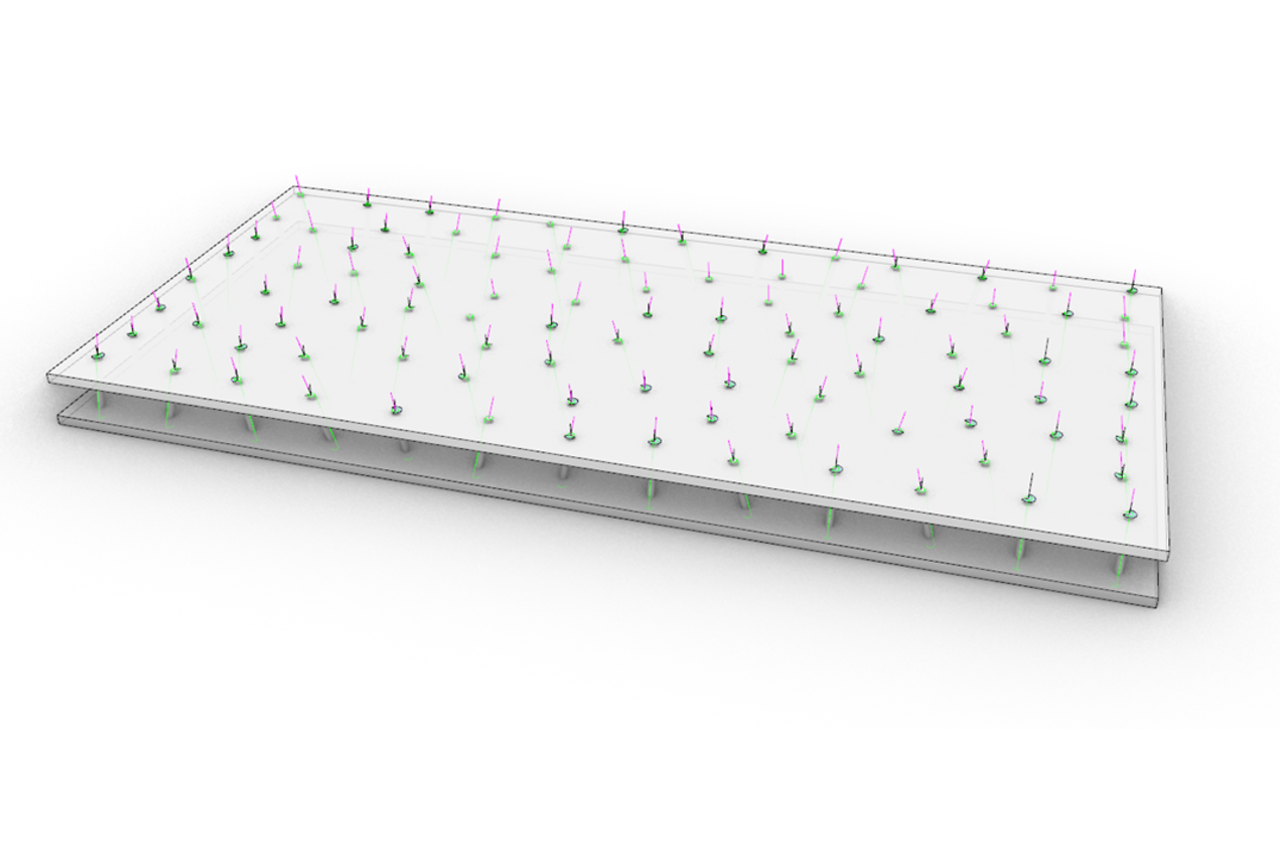 Schematische Skizze IDS: Schematische Zeichnung einer Interlocking-Dowel-System Wandscheibe, liegend